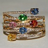 Oval Alloy Micro Pave Colorful Cubic Zirconia Finger Rings FS-WG843A4-04-3