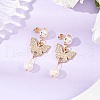 Butterfly Brass Dangle Stud Earrings EJEW-JE06461-01-1