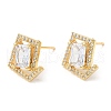 Rack Plating Brass Twist Rhombus Stud Earrings with Cubic Zirconia EJEW-A103-05G-1
