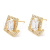 Rack Plating Brass Twist Rhombus Stud Earrings with Cubic Zirconia EJEW-A103-05G-1