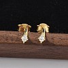 925 Sterling Silver Clear Cubic Zirconia Stud Earrings EJEW-Q032-01F-G-1