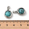 Synthetic Turquoise Brass Flat Round Charms KK-M270-39P-02-3