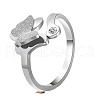 Stainless Steel Rhinestone Plain Rings PW-WGB58F3-02-2