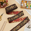 National Style Polyester Jacquard Flower Ribbon for Garment Accessories OCOR-WH0097-41-5