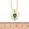 304 Stainless Steel Green Cubic Zirconia Pendant Neckalces for Women NJEW-C078-01A-G-5