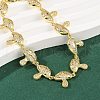 Mushroom Brass Micro Pave Clear Cubic Zirconia Link Bracelets for Women BJEW-Z126-04G-2