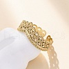Crown 304 Stainless Steel Open Cuff Ring for Women RJEW-Z083-03G-05-2