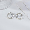 Brass Clear Cubic Zirconia Flat Round Hoop Earrings WK3788-2-1