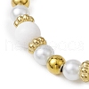 Round 304 Stainless Steel & Natural White Jade Beaded Stretch Bracelets for Women BJEW-JB11055-01-3