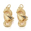 Brass Micro Pave Black Cubic Zirconia Pendants X-KK-F821-39G-1