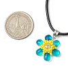 Glass Rhinestone & Glass Seed Beads Beaded Flower Pendant Necklaces NJEW-MZ00078-05-3