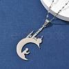 304 Stainless Steel Hollow Moon with Castle and Prayer Pendant Necklaces for Ramadan & Eid Mubarak NJEW-D318-05P-2