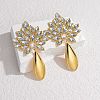 304 Stainless Steel Glass Stud Earrings for Women EJEW-M095-11G-01-1