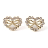 Heart with Bowknot Brass Stud Earrings EJEW-M245-06G-2