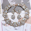 Flower Alloy Rhinestone Chain Necklaces & Stud Dangle Earrings Sets FS-WG8AADA-02-1