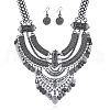 Alloy Coin Tassel Bib Necklaces & Dangle Earrings Sets FS-WG2BAC6-03-2