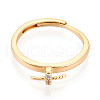 Brass Micro Pave Cubic Zirconia Adjustable Ring Settings KK-T076-07G-2