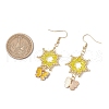 Flower with Butterfly 304 Stainless Steel Glass Seed Beads Dangle Earrings EJEW-MZ00417-04-3