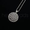 Flat Round with Embossed Flower Alloy Pendant Necklaces for Women FS-WG15FE6-01-4