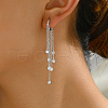 Elegant S925 Sterling Silver Clear Cubic Zirconia Flat Round Chandelier Earrings SY5104-2-2