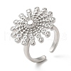 Rotatable Cubic Zirconia Flower Open Ring RJEW-Q776-05P-1