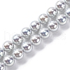 UV Plating Pearlized Glass Pearl Beads Strands GLAA-F128-01A-T12-1