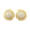 Brass Clear Cubic Zirconia Flat Round Stud Earrings EJEW-C147-06G-4