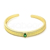 Brass Pave Green Cubic Zirconia Open Cuff Bangles for Women BJEW-M312-01A-G-2