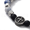 Cross Natural & Synthetic Mixed Gemstone Round Beaded Bracelets BJEW-Q334-09-3