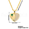 Brass Pave Cubic Zirconia Heart Pendant Necklaces for Women UC6021-2-1
