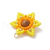 Natural Tiger Eye Glass Seed Beaded Pendants PALLOY-MZ00280-4