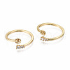 Brass Micro Pave Clear Cubic Zirconia Peg Bails Cuff Finger Ring Settings X-KK-T056-117G-NF-1