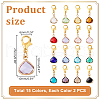 30Pcs 15 Colors Triangle Brass Glass Pendant Decorations HJEW-GA00007-2