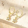 Tortoise Brass Micro Pave Clear Cubic Zirconia Hoop Earrings EJEW-D311-008G-4