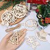 SUNNYCLUE 4 Sets 4 Styles Christmas Unfinished Wood Pendant Decorations WOOD-SC0001-87-3