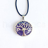 Alloy Pave Natural Amethyst Tree of Life Pendant Necklaces KW6501-3-1