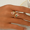 Brass Micro Pave Cubic Zirconia Finger Rings for Women JL0610-1-3