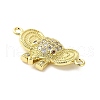 Brass Micro Pave Clear Cubic Zirconia Elephant Connector Charms KK-M324-22G-2