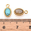 304 Stainless Steel Pave Stone Oval Charms STAS-N112-16G-3