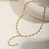 304 Stainless Steel Ball Tassel Twisted Chain Y Necklaces for Women NJEW-Z085-01G-1