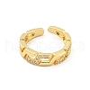 Chain Brass Micro Pave Clear Cubic Zirconia Open Cuff Rings RJEW-G309-15G-2