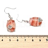 Oval with Flower Brass Dangle Earrings EJEW-XCP0001-15-3