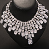 Rectangle & Flat Round Alloy with Crystal Rhinestone Pendant Necklace & Stud Earring FS-WGA507D-01-5