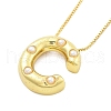 Brass & Plastic Pearl Letter Pendant Box Chain Necklaces for Women NJEW-U017-01G-03-2