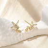 Brass Clear Cubic Zirconia Stud Earrings EJEW-Q014-30G-3