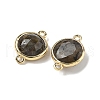 Brass Pave Natural Labradorite Faceted Flat Round Connector Charms G-U028-04G-16-2
