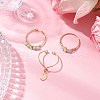 3Pcs Copper Wire Wrapped Natural Carnelian Faceted Round Bead Finger Rings for Women RJEW-JR00887-02-2