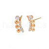 Brass Micro Pave Clear Cubic Zirconia Stud Earring Findings KK-S364-038-3