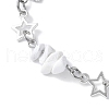 2Pcs Natural Howlite & Obsidian Chip Link Bracelets BJEW-JB11592-4