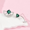 S925 Sterling Silver Cubic Zirconia Stud Earrings EJEW-V019-01P-1